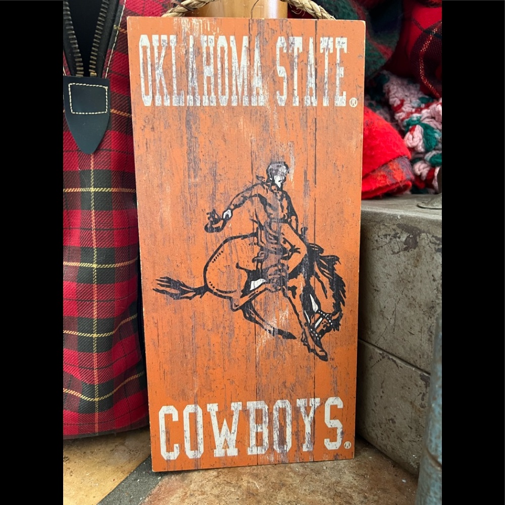 NEW NCAA Oklahoma State University Cowboys 6 in x 12 in Distressed Heritage